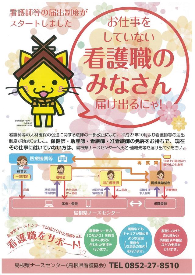 看護師等の届出制度についてのチラシ