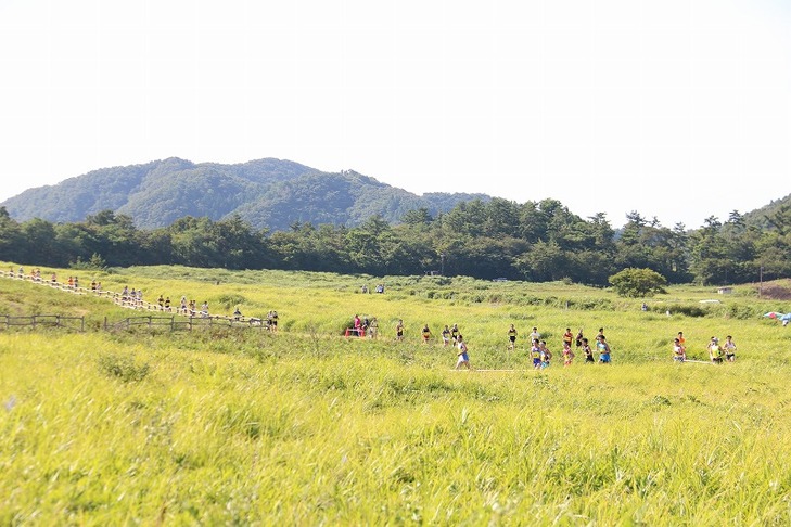 クロカンコースを走るランナーたち