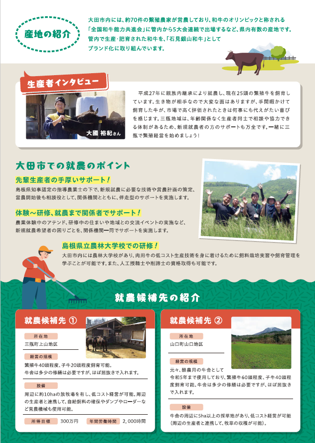 大田市畜産就農パッケージ（裏）