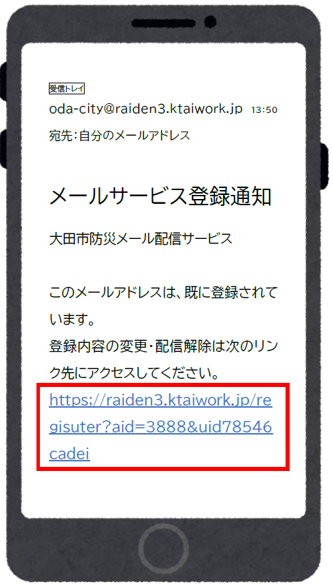 登録内容通知メール