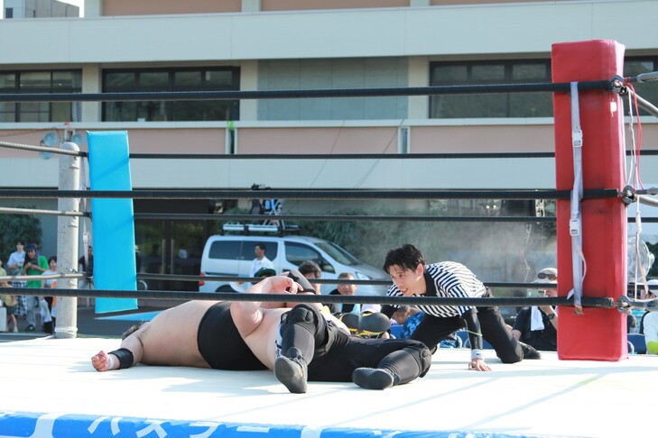 プロレス技を使う様子